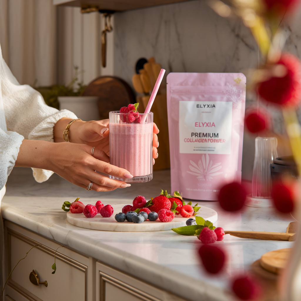 Elyxia Radiance flavored marine collagen with hyaluronic acid and vitamin C