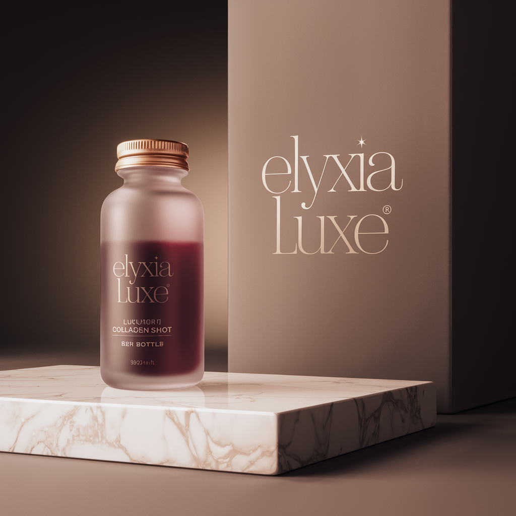 Elyxia Luxe premium liquid collagen shot bottles